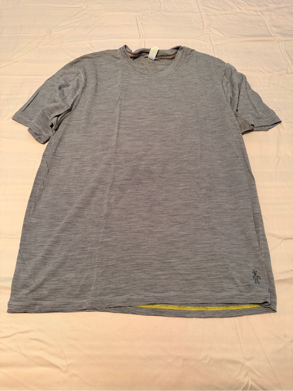 Smartwool Men's Gray Micro‑Striped Short Sleeve Crew Tee